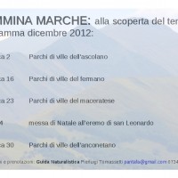B&B Italy MARCHE “lacasatragliulivi” consiglia: CAMMINA MARCHE con Pierluigi Tomassetti alla scoperta del territorio. Programma Dicembre 2012 Parchi & Ville delle MARCHE